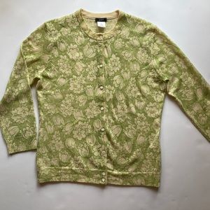 J. Crew Printed Lightweight Crewneck Cardigan